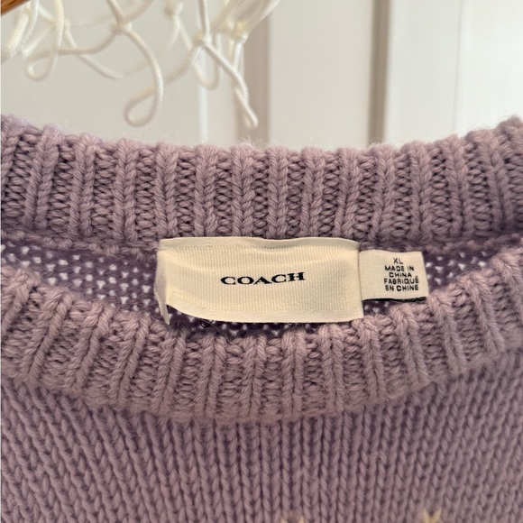 Coach Women's Purple Sweater with Orange Accents - Picture 4 of 4